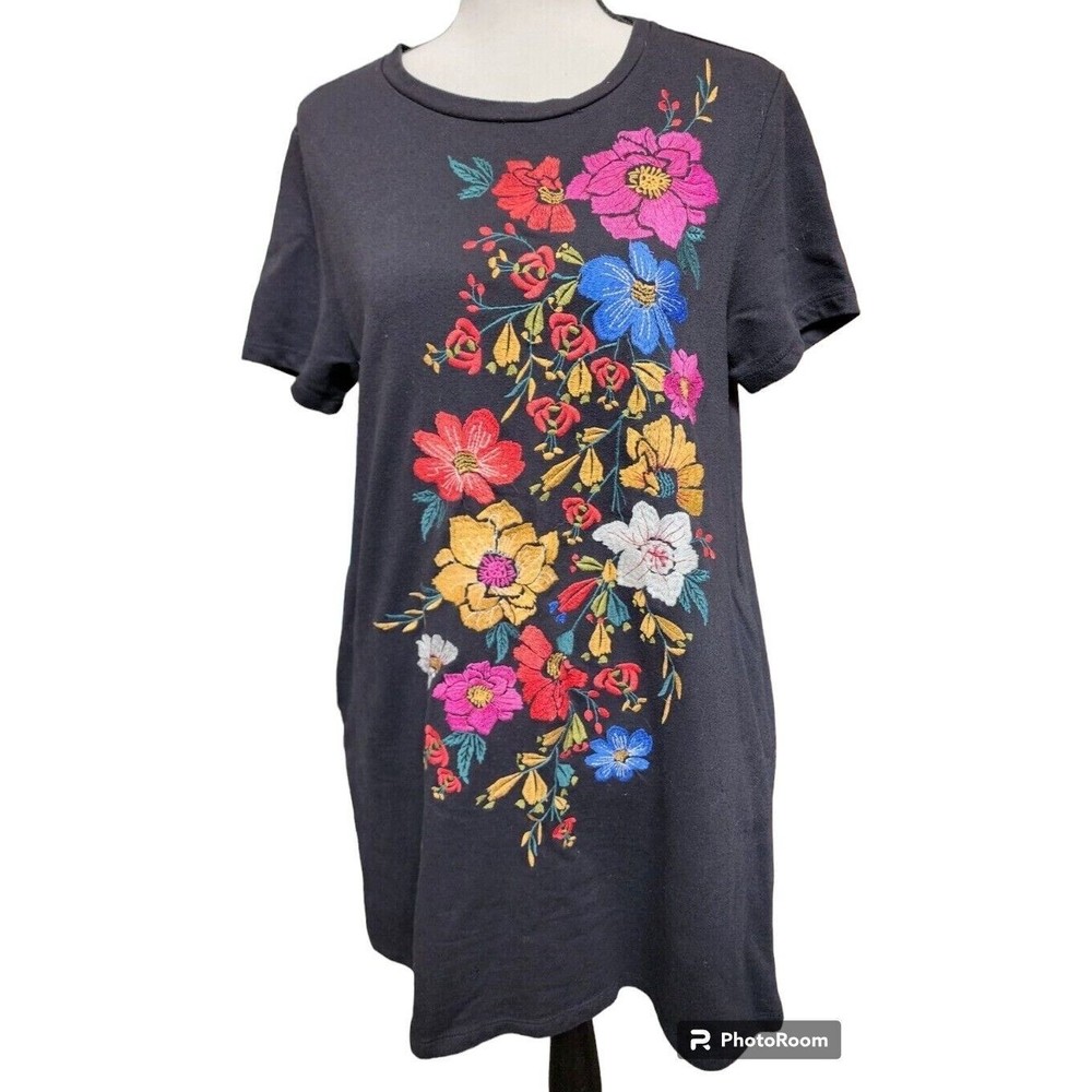 Umgee Black Embroidered Dress Size Small Boho